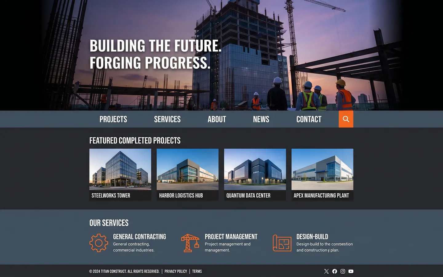 Example Construction website built with AI Marcus