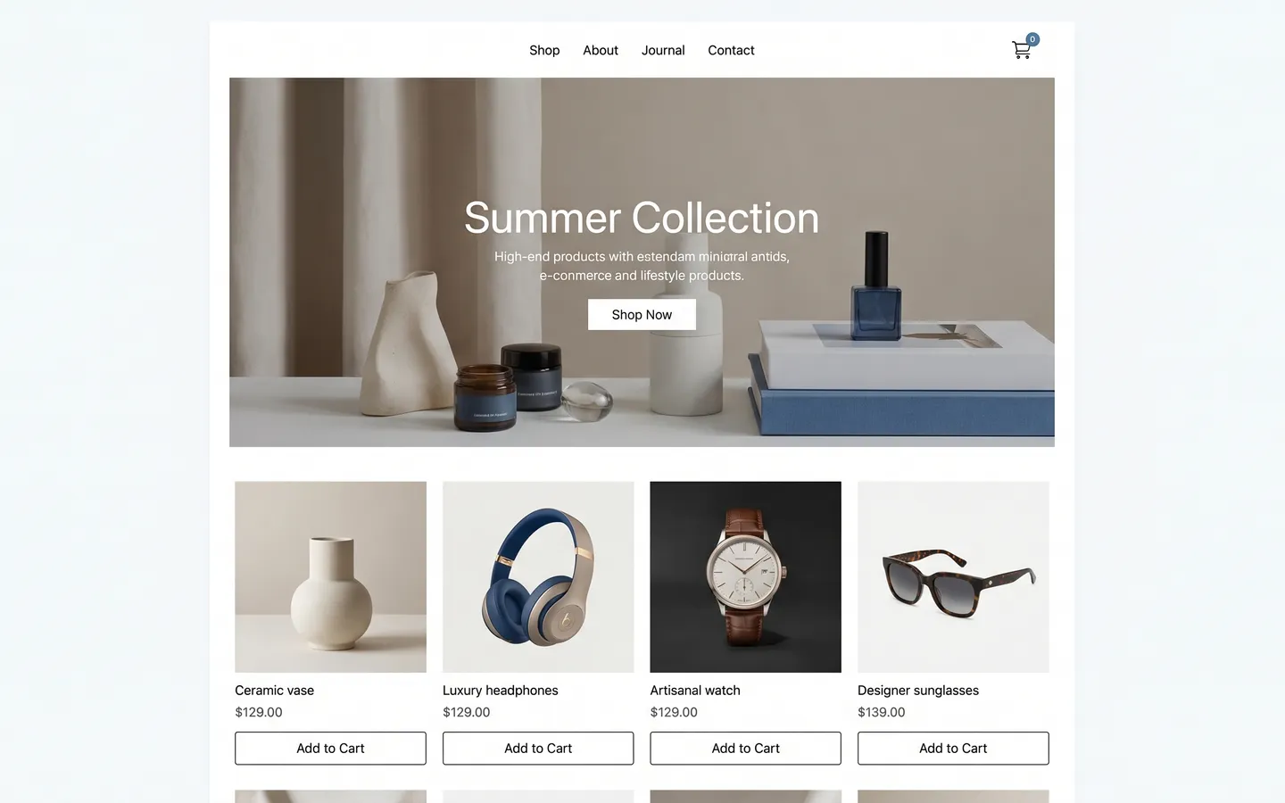 Example Ecommerce website built with AI Marcus