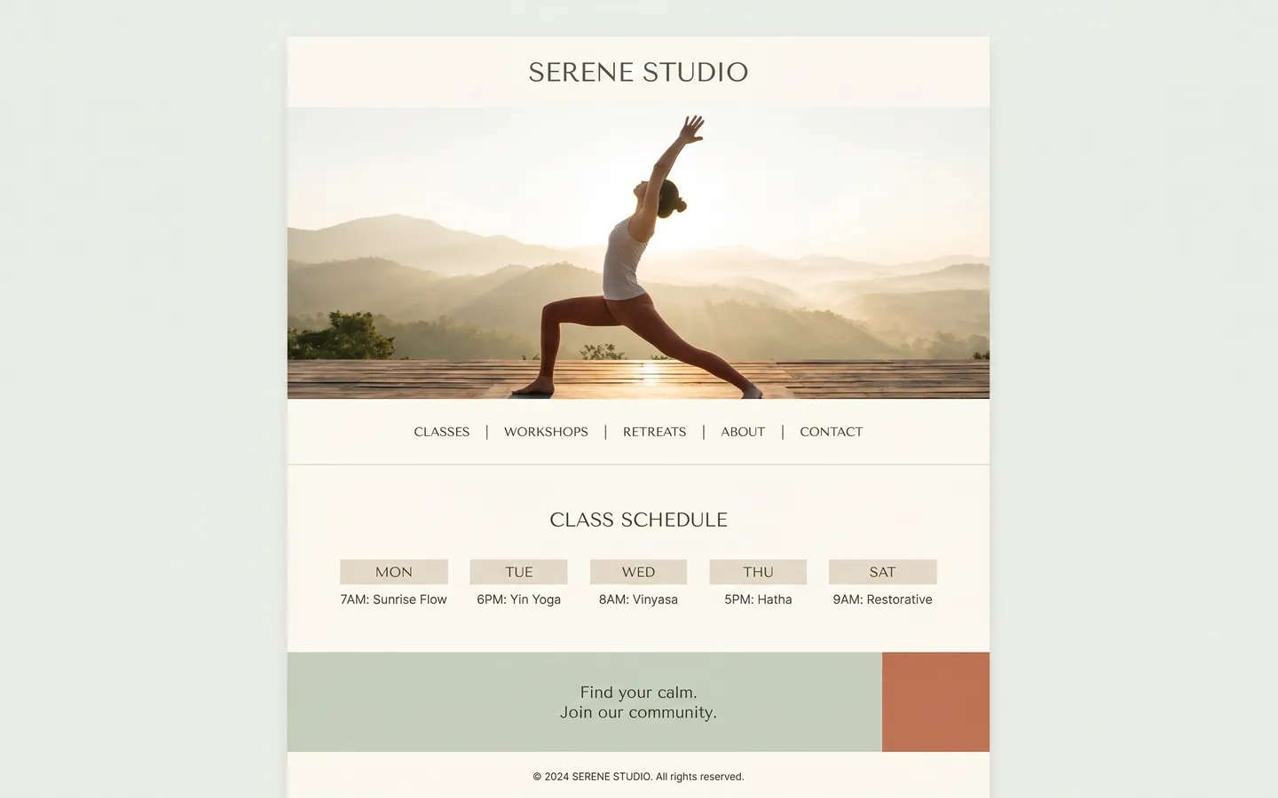 Example Yoga website built with AI Marcus
