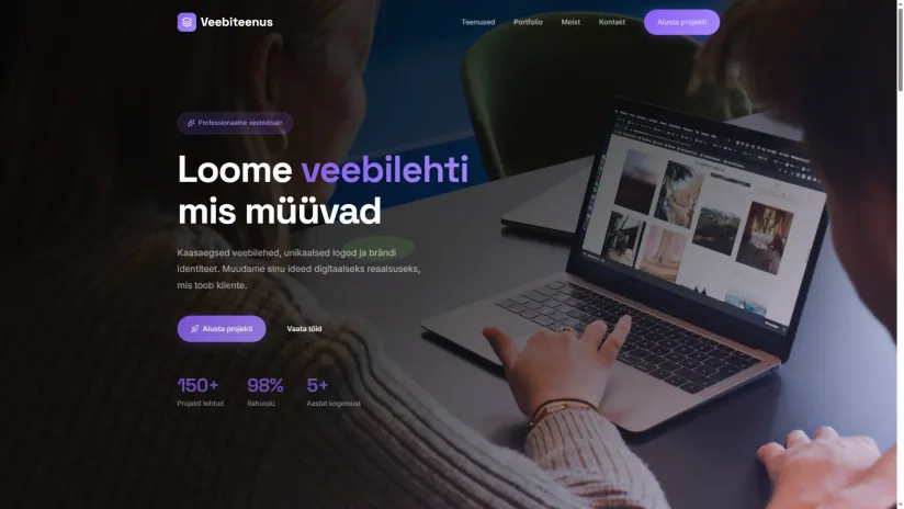 AI Marcusega loodud veebiagentuuri veebilehe avaleht
