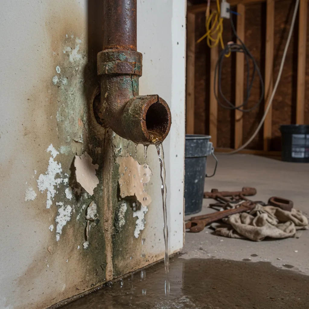 Corroded pipe before repair